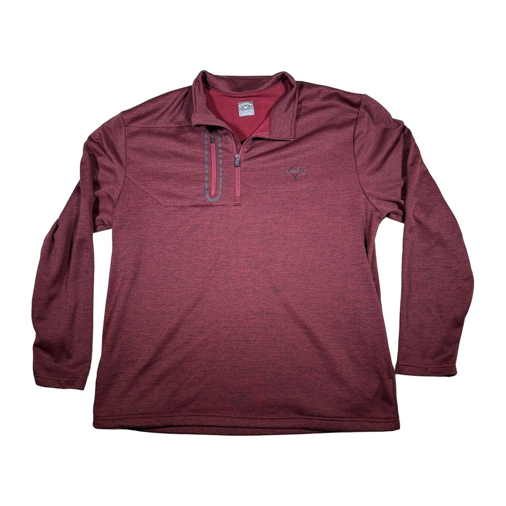 Callaway Golf Pullover 1/4 Zip Long Sleeve Maroon Heathered XXL Men Polyester